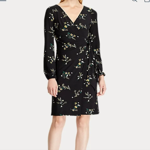 Lauren Ralph Lauren | Dresses | Lauren Ralph Lauren Long Sleeve Floral  Jersey Wrap Midi Dress Women Size | Poshmark